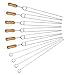 ChasBete Grilling Kabob Skewers Stainless Steel Needles 4 PCS Barbecue Roasting Sticks BBQ Forks and 6 PCS Metal Shish Kebab Skewers with Wooden Handle