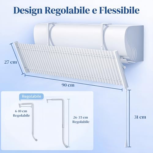 BANJEKT Air Conditioner Deflector, Metal Air Conditioning Deflector, Adjustable Wind Deflector Universal Anti Direct Blowing, Air Conditioner Diverter for Home/Office