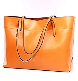Covelin Women's Handbag Genuine Leather Tote Shoulder Bags Soft Hot Charming Orange