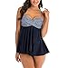 Leadmall Women’s Push Up Swim Dress | Ladies Elegant Crossover Stripe Two Piece Bikini | Tankini Tummy Cover Up Swimsuitthumb 2