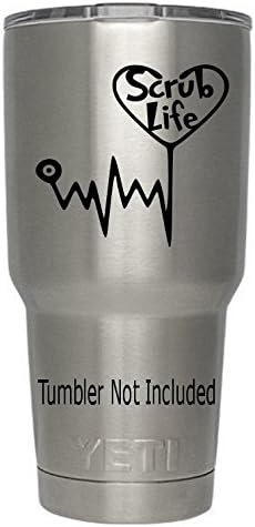 Scrub Life (black) Nurses Doctors E.R. ICU Surgery Decals (Tumbler not included) created by Classy Vinyl Creations for all brands of tumblers cups mugs 3.5" x 3.8" (Black)