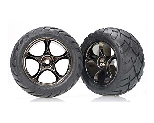 Traxxas 2478A Anaconda Tires Pre-Glued on Tracer 2.2" Black-Chrome Wheels (rear)