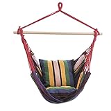 Yoilsntsg Leisure Canvas Chair Portable Outdoor Hammock Adults Children Indoor Cradle Chair Swing Dormitory Hanging Bed with Cushion