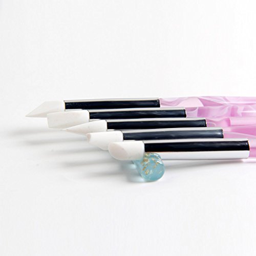BQAN 5Pcs Nail Art Silicone Pens Acrylic Handle Gel Nail Art Carving Drawing Brushes
