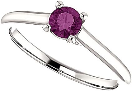 14K White Gold 4mm Genuine Natural Color Change Alexandrite June Birthstone Engagement Ring, sz 7.0