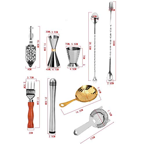 Cocktail Shaker Set mit Bartender Kit Roll Bag Cocktailmixer Set, 13 Teileig, aus Edelstahl inkl. Cocktail-Shaker… – Bild 4