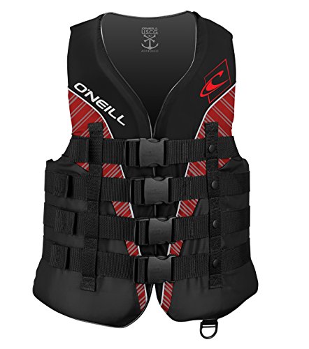 O'Neill Wetsuits Wake Waterski Mens Superlite USCG Life Vest, Black/Graphite/Red/White, XX-Large