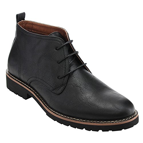 Ferro Aldo AC92 Men's Lace Up High-Top Chukka Desert Work Boots, Color:BLACK, Size:6.5