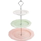 Bekith 3-Tier Porcelain Cupcake Stand with Silver