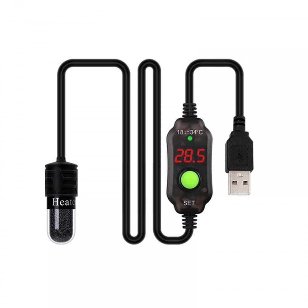 DONGKER Aquarium Heater,10W USB Fish Tank Water Heater, Quartz Glass Submersible Thermostat Heater, for 3L Fish Tank Saltwater and Freshwater(°C)