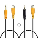 BATIGE RCA Plug to AUX 2.5mm AV Video In 2.5mm Male to RCA Adapter Cable & 3.5mm Mono Male To RCA Female Cable Kit for Car Rear View Reverse Parking Camera To GPS - 1ft