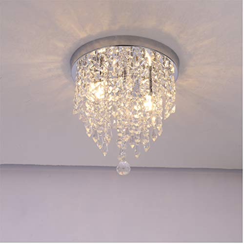 Aviat Crystal Chandelier Lighting, Flush Mount Ceiling Light G9, Modern Pendant Lamp Fixture for Bedroom, Hallway, Shipping from USA (Silver) - Thumbnail 2