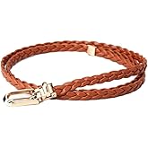 COTIM COYIN Women's Skinny Braided Leather Belts Thin Woven Waist Belts for Jeans Pants Dresses