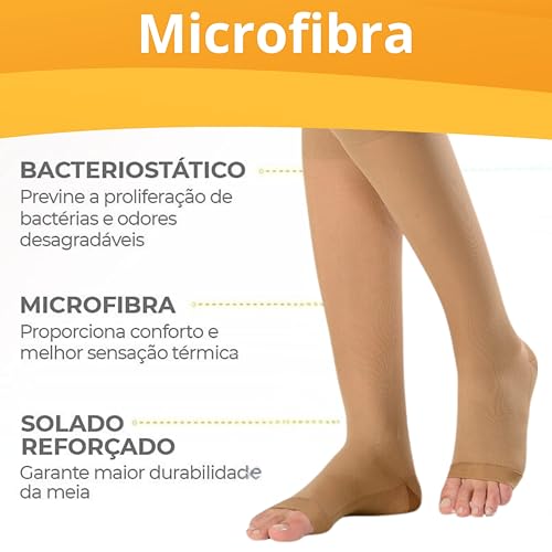 Meia de Compressão Feminina 3/4 Panturrilha Alta 20-30 mmHg ATTIVA Sem Ponteira Natural - Alívio Pernas Cansadas, Prevenção Varizes e Trombose, Conforto Dia a Dia e Viagens, Meia Elástica