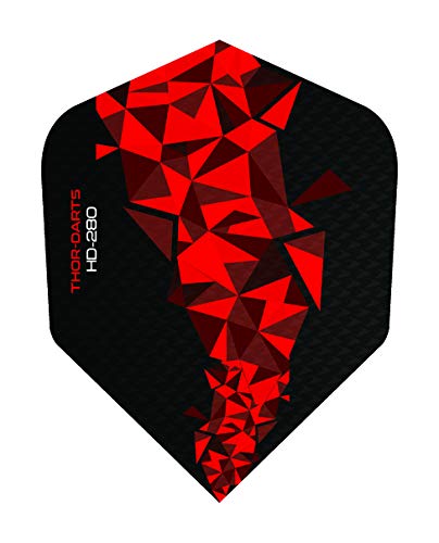 THOR-DARTS 30 x 150 Micron Ultra Strong Darts Flights HD-280 F2 Black/Red Extra Long Lasting (Extra Strong Red 150 Micron, Comparable to Rhino+ or Pentathlon HD150) (30), Standard B