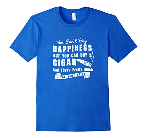Mens Happiness Cigar Distressed T-Shirt | Cigar Smoker Gift Shirt XL Royal Blue