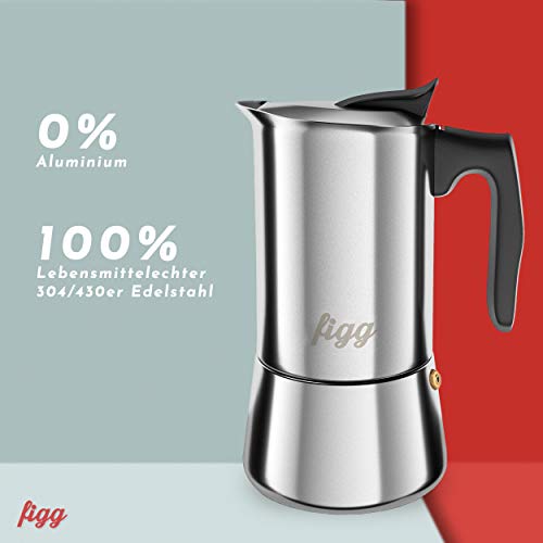 figg Espressokocher Induktion geeignet - Edelstahl - Espressokanne 4-6 Tassen Espresso - 170-235 ml Kaffeekocher mit… – Bild 6