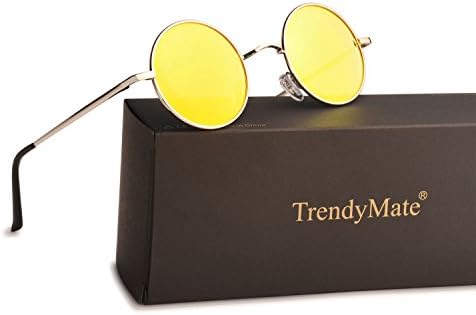 TrendyMateRetro Round Polarized Hippie Sunglasses Small Circle Steampunk Sun Glasses