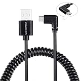 KiWiBiRD Coiled USB Type C Cable, Angled USB C to USB A 2.0 Spring Charging Cable for Samsung Galaxy S8/S8+/S9/S9+/Note 8, LG G5/G6, Google Pixel 2, Nintendo Switch and More USB-C Devices