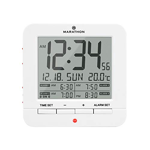 Marathon Digital Medication Reminder Alarm Clock with 4 Alarms and Auto