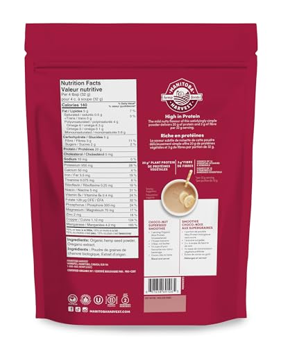 Manitoba Harvest Hemp Yeah! Organic Max Protein Protein Powder, Unsweetened, 908g; with 20g protein and 4.5g Omegas 3&6 per Serving, Preservative Free, Non-GMO