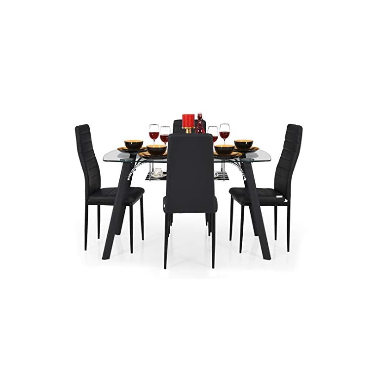Royaloak Inter Four Seater Dining Table Set (Black) Designer