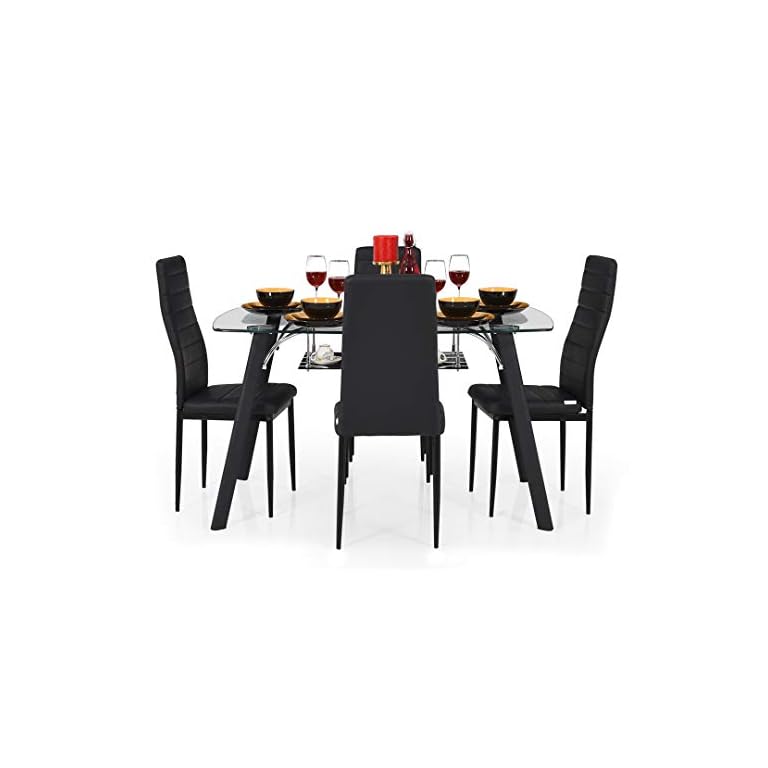 Royaloak Inter Four Seater Dining Table Set (Black) Designer