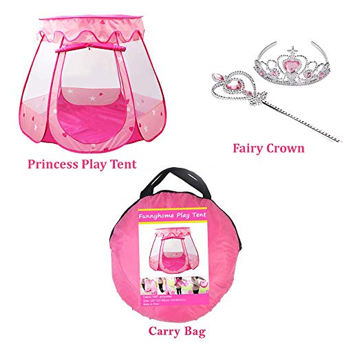 Gentle Monster Pop Up Princess Tent, Pink Princess Castle for Toddlers and Girls (No Assembly Required), Easy to Fold and Carry, Playhouse Suitable for Indoor or Outdoor Use - Thumbnail 4
