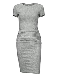 Laughido Midi Bodycon Ruched Tshirt Dress Women's