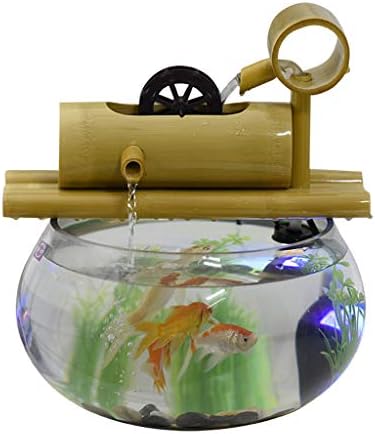 Bamboo Creative Goldfish Tank Aquarium Living Room Small Mini Glass Desktop Office Water Fountain Decoration Ornaments