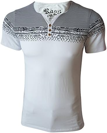 Rass Collection MFL-2676 Henley T-shirt - Men's Tee Shirts White