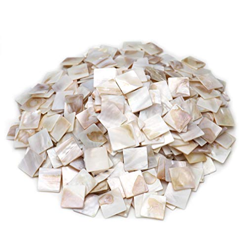 Tueascallk 1.2 Lbs / 300 Pcs of Natural Mother of Pearl Mosaic Tiles, for Home Decoration and Handmade Crafts, 0.8"(L) x 0.8"(W) x 0.065"(T)