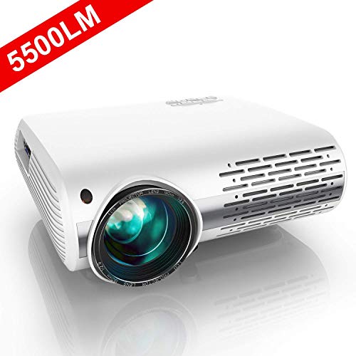 Projector, YABER 5500 Lumens 1080P HD LED Projector With 4D ±50° Electronic Keystone Correction (1920 x 1080) Support 4K 300' Home / Professional Projector For Iphone/Smartphone/PC/TV Box/Laptop/PS4