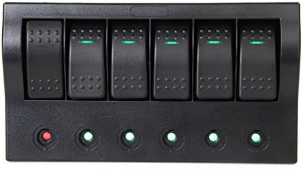 MARINE BOAT RV 6 GANG WATERPROOF ROCKER SWITCH PANEL W/LED INDICATOR & BREAKERS