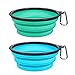 YISSCEN Collapsible Dog Bowl Large, Portable Silicone Travel Food Bowls for Dogs, Food Grade Silicone BPA Free Pet Food Water Bowls (Blue & Green)