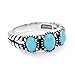 American West Sterling Silver Blue Turquoise Gemstone 3-Stone Friendship Ring Size 9
