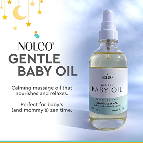 NOLEO Gentle Baby Oil Calming Baby Oil for Newborn w/ Grapeseed, Safflower & Jojoba Baby Skin