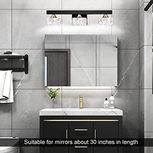 BRKNIT Black Crystal Bathroom Vanity Lights Fixtures Over Mirror Modern