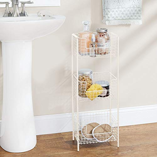 mDesign 3 Tier Vertical Standing Bathroom Shelving Unit, Decorative