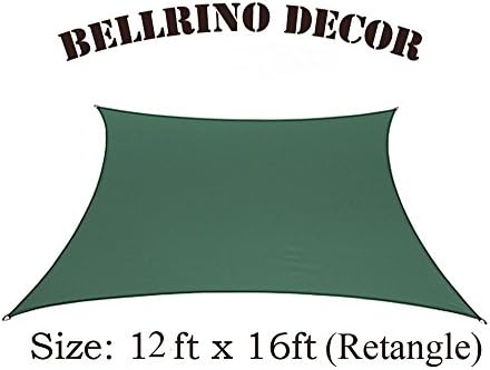 BELLRINO DECOR " Thick and Strong " Sun Shade Sail Retangle 12 X 16 FEET, Green