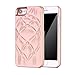 iPhone 7 Case- SUNYI iPhone 7 Mirror Case, Fashion Hidden Mirror Wallet Cover Card Slots Stand Feature Premium PU Leather Watering Grain PC Phone Back Cover Case for iPhone 7 (Rose Gold)