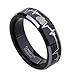 Greenpod 6mm 8mm EKG Heartbeat Wedding Band Silver Black Tungsten Carbide Ring for Men Women Color Changing Comfort Fit Size 4-15