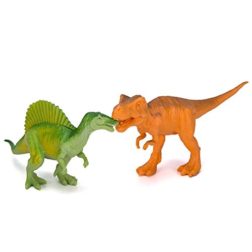 Dinosaur Figure Toys, 7 Inch Jumbo Plastic Dinosaur Playset, STEM Educational Realistic Dinosaur Figures for Boys Toddlers Including T-Rex, Stegosaurus, Triceratops, Monoclonius, 12 Pack