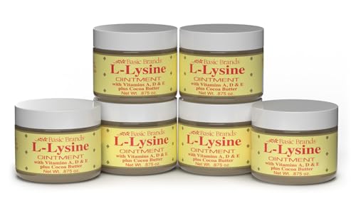 Basic Brands - L-Lysine Ointment - 0.875 oz - Lysine Cold Sore Treatment and Blister Relief - Soothes Chapped Lips and Dry Skin – 6-Pack