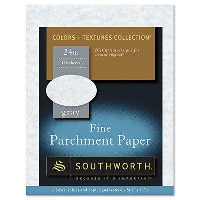 SOUTHWORTH Company P974CK336 Parchment Specialty Paper, 24 lbs, 8-1/2 x 11, Gray, 100/Box