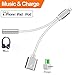Headphones Adapter for iphone splitter audio and charge 3.5mm Jack Adapter Dongle Earphone Connector for iPhone 8/ X/XS MAX/XR/ 8Plus/ 7/7 Plus 2 in 1 Cables Charge & Aux Audio Support iOS 12 - Silver