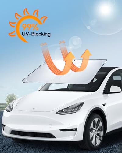 LANTU Windscreen Screen for Tesla Model 3/Y Folding Sun Shade with Storage Bag Blocks UV Rays Umbrella Model 3/Y 2018-2026 Highland Juniper Accessories