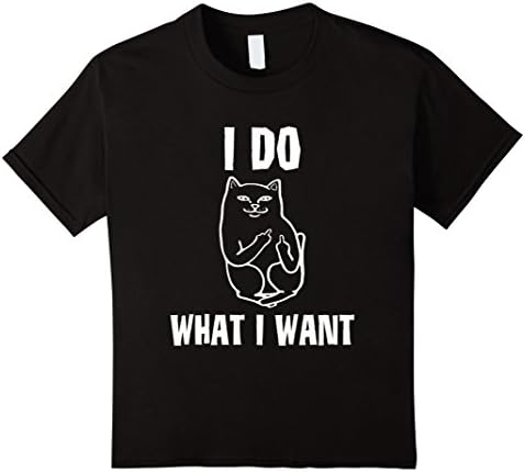 Kids I Do What I Want Cat Middle Finger Flip Off The Bird T-Shirt 8 Black