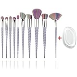 Unicorn Makeup Brushes Set 11pcs- Unicorn Brushes Gifts with Silicone Makeup Blender for Face Foundation Powder Eyeshadow Cosmetic Brushes Beauty Tools Kits