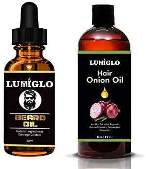 Lumiglo Premium Nourishing Onion Hair Oil & Beard Oil Pack (100ml + 30ml)